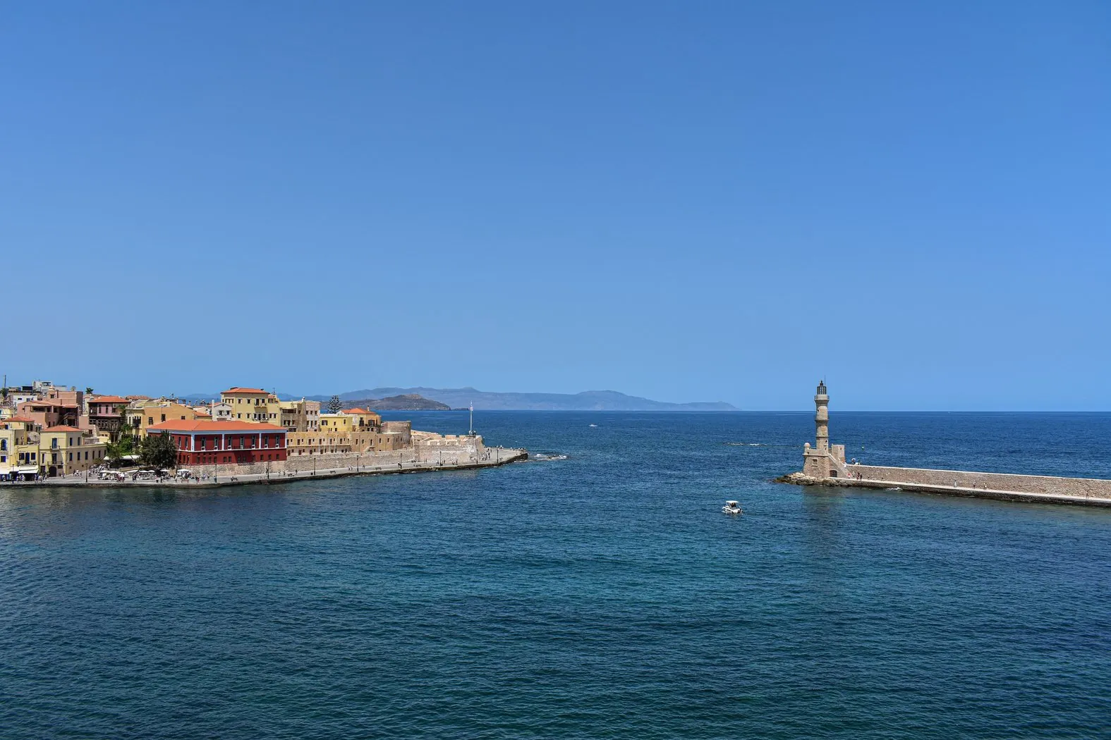 Chania Old Venetian Harbour and lighthouse in Crete